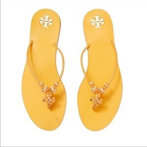 Tory Burch Capri Leather Beaded Flip Flop Sandals Size‎ 7 Women